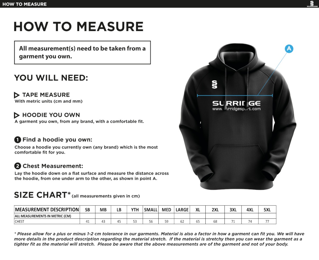 Kinross HC - Women's Blade Hoody : Black / Purple / White - Size Guide